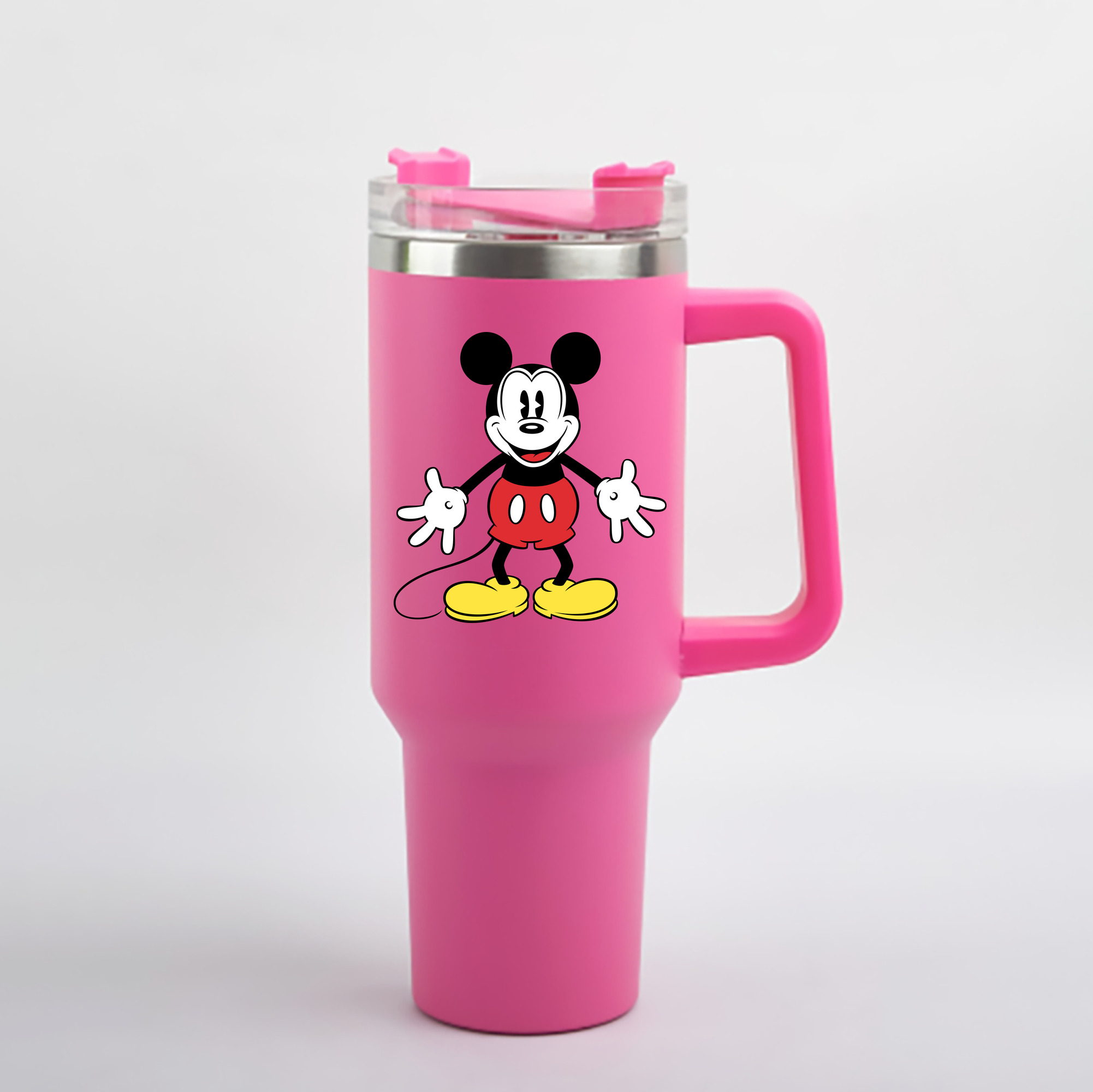 （画像用） ミッキーマウス Mickey Mouse 1200mL車用タンブラー - クリスタルステッカー（プラスチックストロー付き）